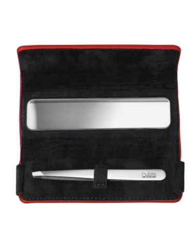 Etui en cuir rouge avec miroir et...