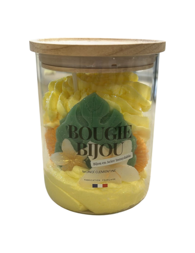 Bougie avec bijou - avec couvercle bois