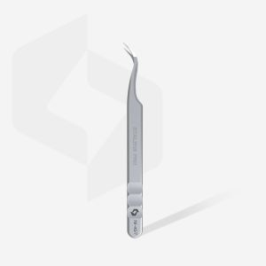 Pince à épiler professionnelle avec les incisions pour cils EXPERT 45 TYPE 1 (courbée)