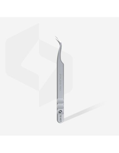Pince à épiler professionnelle avec les incisions pour cils EXPERT 45 TYPE 1 (courbée)