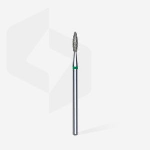 Fraise diamant"flame", vert, diamètre 2,1 mm / longueur de la partie de travail 8 mm (divisible par 10)