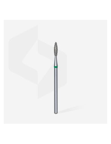 Fraise diamant"flame", vert, diamètre 2,1 mm / longueur de la partie de travail 8 mm (divisible par 10)