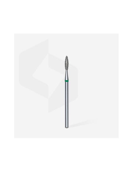 Fraise diamant"flame", vert, diamètre 2,1 mm / longueur de la partie de travail 8 mm (divisible par 10)