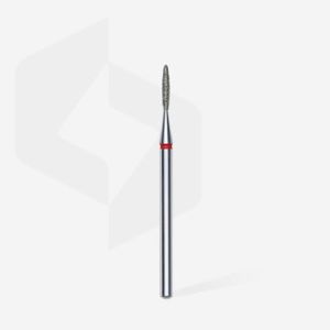Fraise diamant"flame", rouge, diamètre 1,4 mm / longueur de la partie de travail 8 mm (divisible par 10)