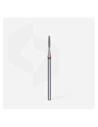 Fraise diamant"flame", rouge, diamètre 1,4 mm / longueur de la partie de travail 8 mm (divisible par 10)