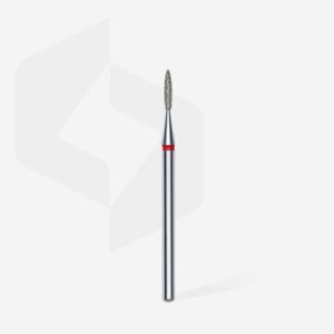 Fraise diamant"flame", rouge, diamètre 1,6 mm / longueur de la partie de travail 8 mm (divisible par 10)
