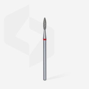 Fraise diamant"flame", rouge, diamètre 2,1 mm / longueur de la partie de travail 8 mm (divisible par 10)