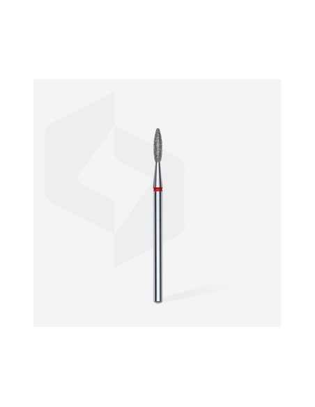 Fraise diamant"flame", rouge, diamètre 2,1 mm / longueur de la partie de travail 8 mm (divisible par 10)