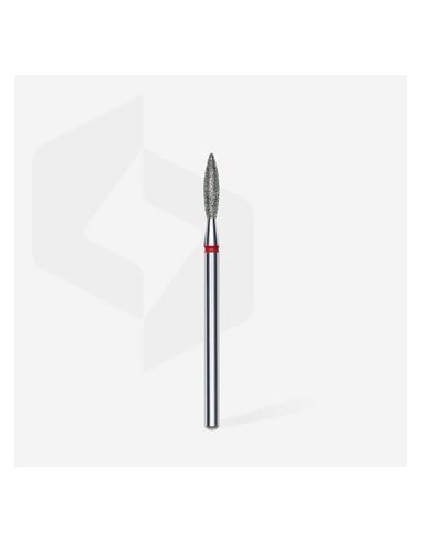 Fraise diamant"flame", rouge, diamètre 2,3mm / longueur de la partie de travail 10 mm (divisible par 10)
