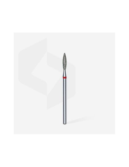 Fraise diamant"flame", rouge, diamètre 2,3mm / longueur de la partie de travail 10 mm (divisible par 10)