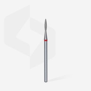 Fraise diamant "flame pointé", rouge, diamètre 1,6 mm / longueur de la partie de travail 8 mm (divisible par 10)