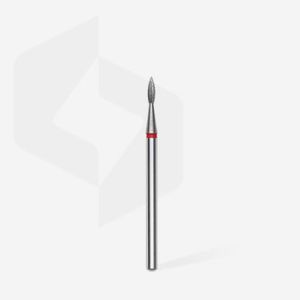 Fraise diamant "flame pointé", rouge, diamètre 1,8 mm / longueur de la partie de travail 8 mm (divisible par 10)