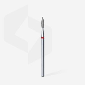 Fraise diamant "flame pointé", rouge, diamètre 2,1 mm / longueur de la partie de travail 8 mm (divisible par 10)