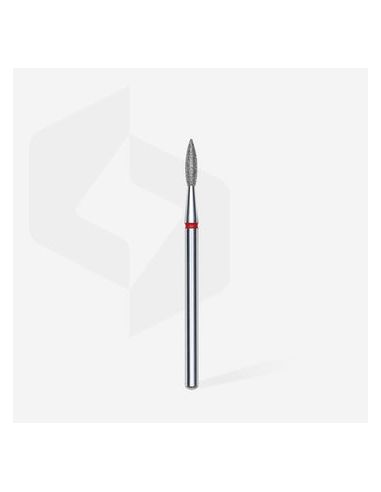 Fraise diamant "flame pointé", rouge, diamètre 2,1 mm / longueur de la partie de travail 8 mm (divisible par 10)