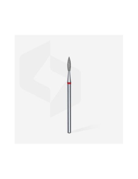 Fraise diamant "flame pointé", rouge, diamètre 2,1 mm / longueur de la partie de travail 8 mm (divisible par 10)