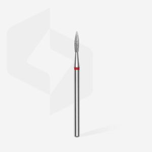 Fraise diamant "flame pointé", rouge, diamètre 2,3 mm / longueur de la partie de travail 8 mm (divisible par 10)