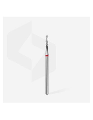 Fraise diamant "flame pointé", rouge, diamètre 2,3 mm / longueur de la partie de travail 8 mm (divisible par 10)