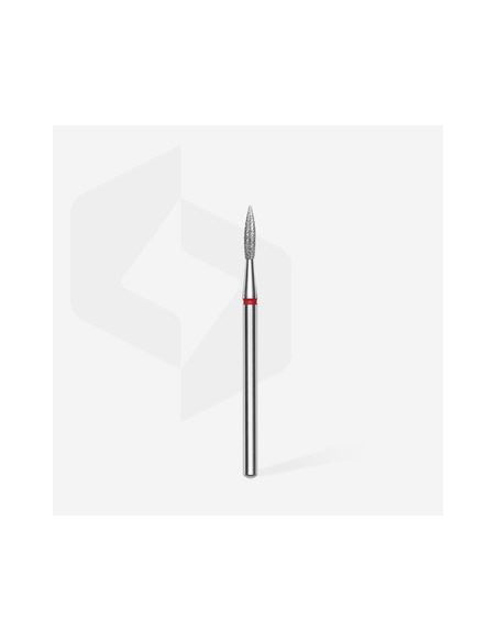 Fraise diamant "flame pointé", rouge, diamètre 2,3 mm / longueur de la partie de travail 8 mm (divisible par 10)