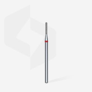 Fraise diamant “cylindre arrondi”, rouge, diamètre 1,4 mm / longueur de la partie de travail 8 mm (divisible par 10)