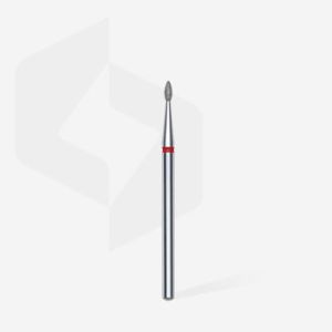 Fraise diamant "goutte", rouge, diamètre 1,6 mm / longueur de la partie de travail 4mm (divisible par 10)