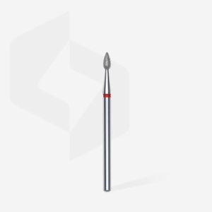Fraise diamant "goutte", rouge, diamètre 2,3 mm / longueur de la partie de travail 5 mm (divisible par 10)