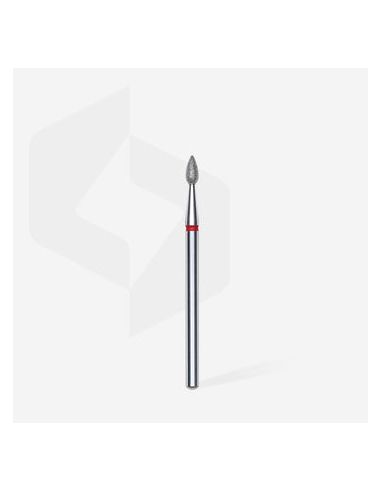 Fraise diamant "goutte", rouge, diamètre 2,3 mm / longueur de la partie de travail 5 mm (divisible par 10)