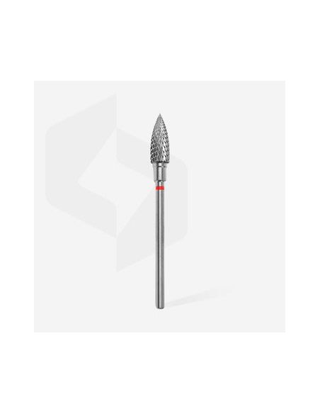 Fraise en carbure de tungstène "flamme", rouge, diamètre 5 mm / longueur de la partie de travail 13,5 mm