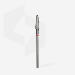 Fraise en carbure de tungstène "cône tronqué", rouge, diamètre 4 mm / longueur de la partie de travail 13 mm