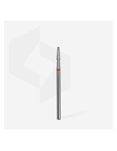 Fraise en carbure de tungstène "cône", rouge, diamètre 2,3 mm / longueur de la partie de travail 8 mm