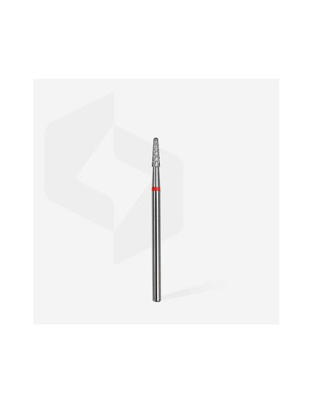 Fraise en carbure de tungstène "cône", rouge, diamètre 2,3 mm / longueur de la partie de travail 8 mm