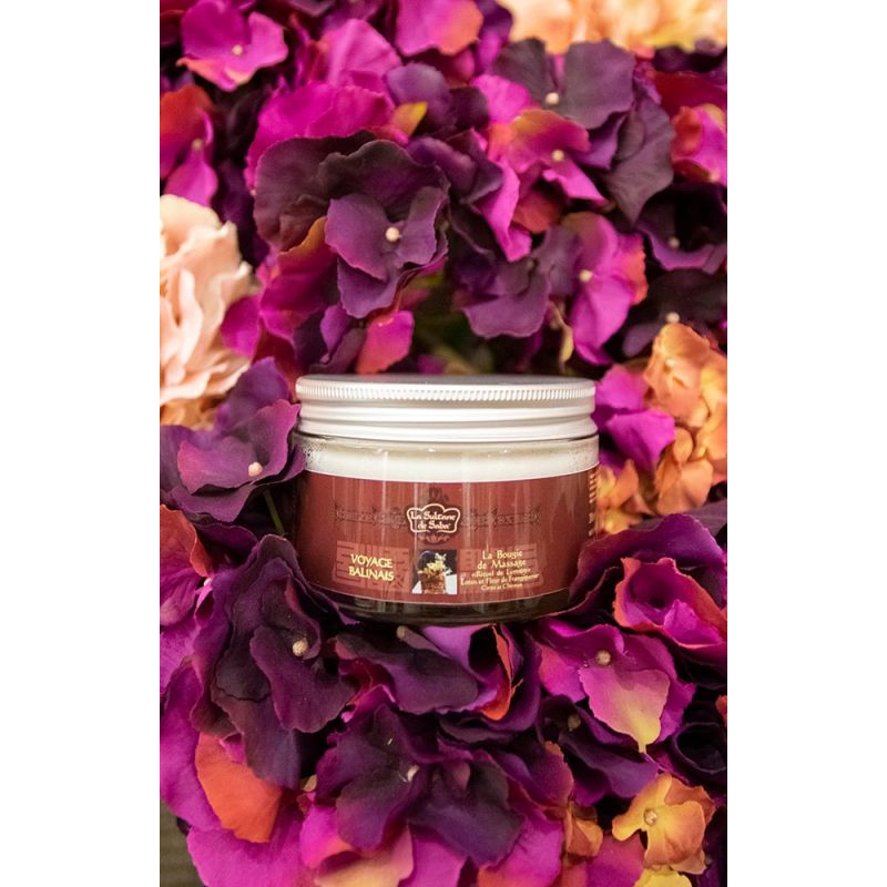 Bougie parfumée de massage Fleur de frangipanier - Voyage Balinais Bougie parfumée de massage Fleur de frangipanier - Voyage Balinais