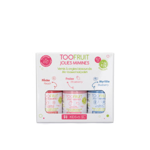 Coffret 3 Vernis à ongle biosourcé Pêche, Fraise, Myrtille