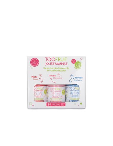 Coffret 3 Vernis à ongle biosourcé Pêche, Fraise, Myrtille